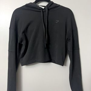 Black Gymshark cropped hoodie. Size small.